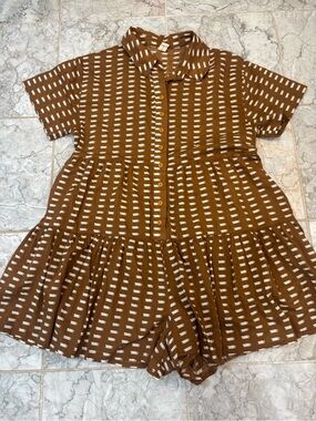 Uncle Frank Boho Linen Shorts Romper Rayon
